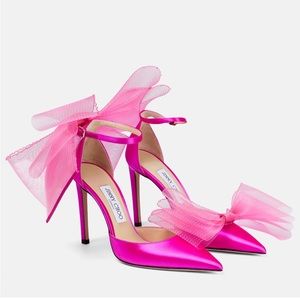 NWT Jimmy Choo Averly 100 bow trimmed pumps